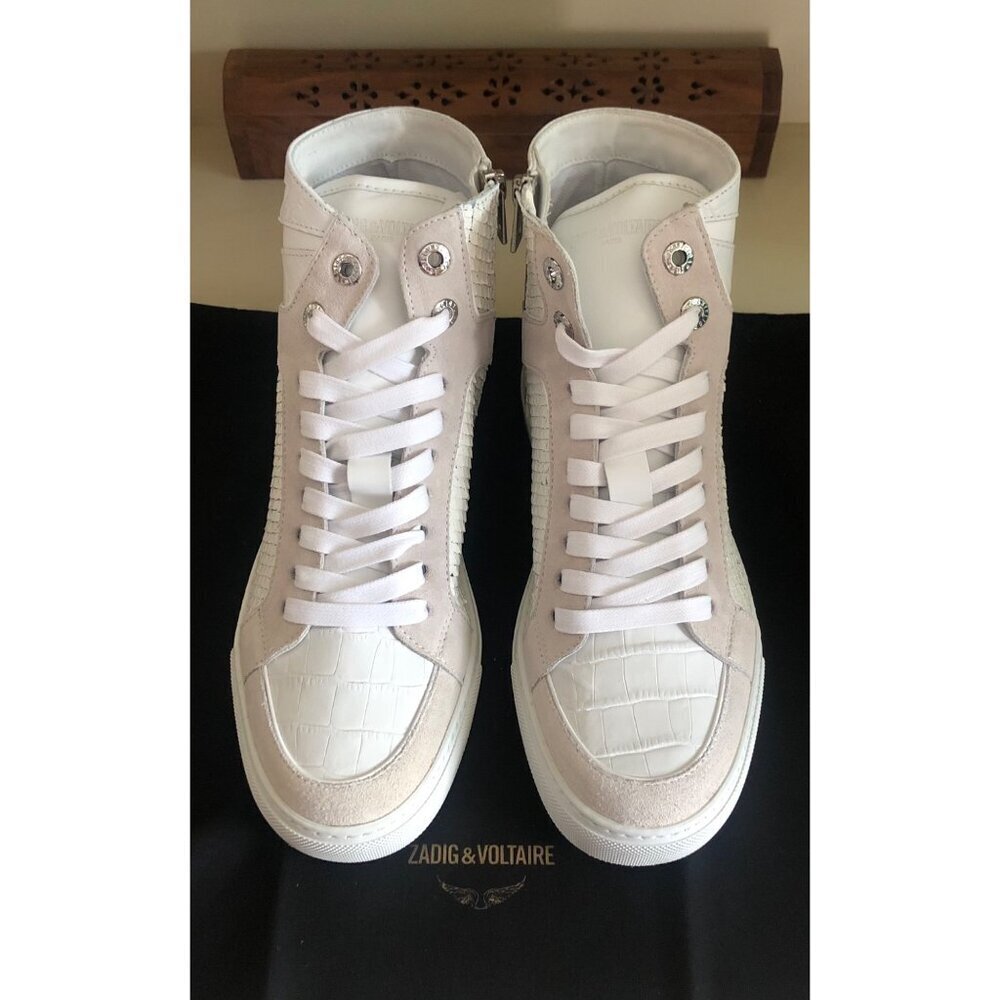 NIB Zadig & Voltaire High Flash Keith Leather Suede Sneaker Snake look Size 7 - Picture 7 of 13